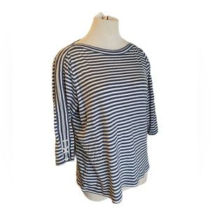 Navy & White Striped Top with tied Sleeves Women’s Size 2X